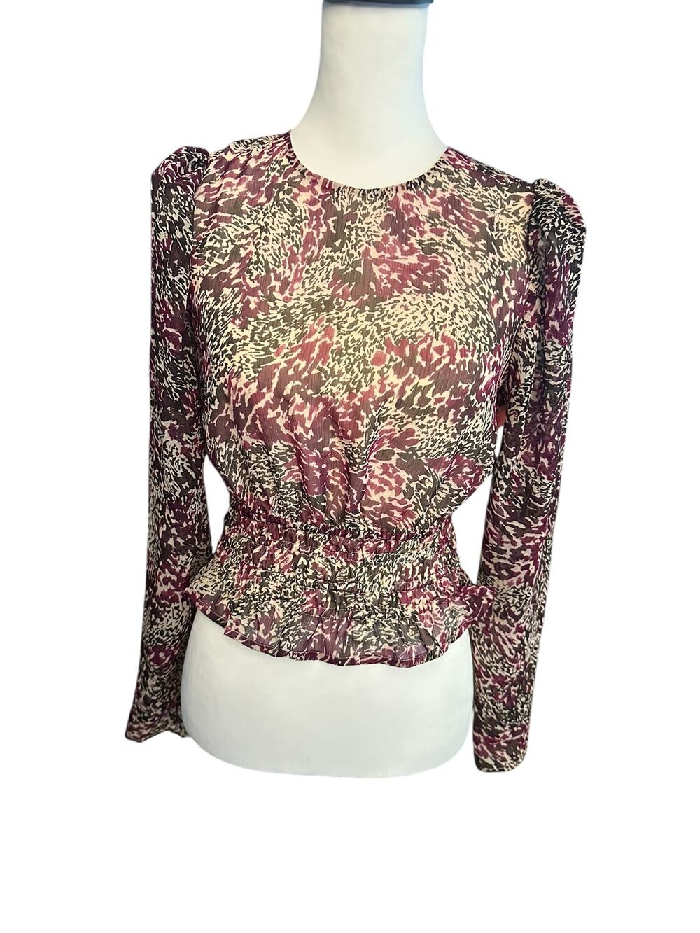 Express Women's Long Sleeve top Purple Tan Black XS